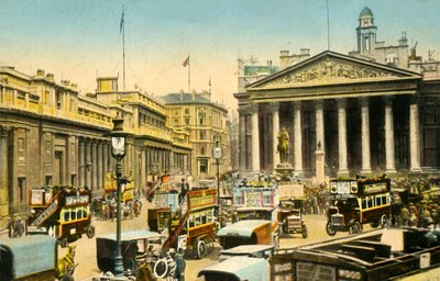Bank of England og Royal Exchange, London, c1910. af Unbekannt
