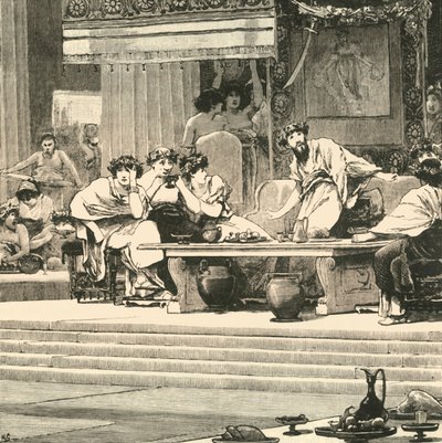 Banketten i Damokles, 1890. af Unbekannt
