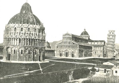 Dåbskapellet, katedralen og det skæve tårn, Pisa, Italien, 1895. af Unbekannt