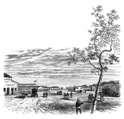 Kasernen i Meerut, Indien, omkring 1850
