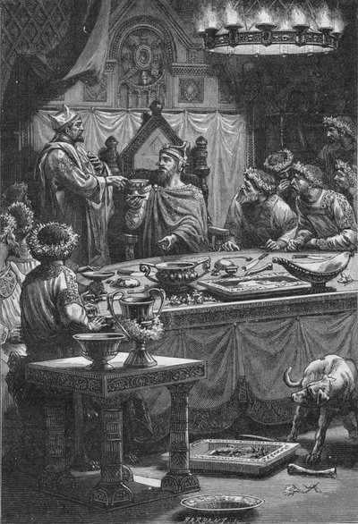 Biskoppen af Laon sværger troskab til Charles, hertug af Lorraine, 10. århundrede 1909 af Unbekannt