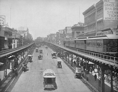 The Bowery, ser mod nord, New York, c1897. af Unbekannt