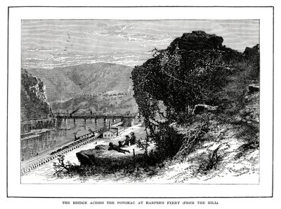 Broen over Potomac ved Harpers Ferry, West Virginia, USA, 1877 af Unbekannt