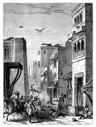 De britiske tropper på vej ind i Multan, 1800-tallet af Unbekannt