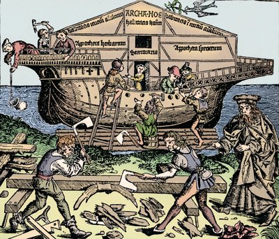 Bygningen af arken under tilsyn af Noah, 1493, 1903 af Unbekannt