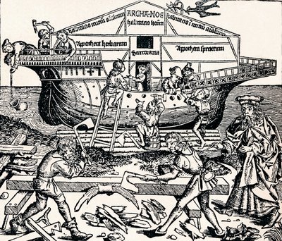 Bygningen af arken under tilsyn af Noah, 1493, 1903 af Unbekannt