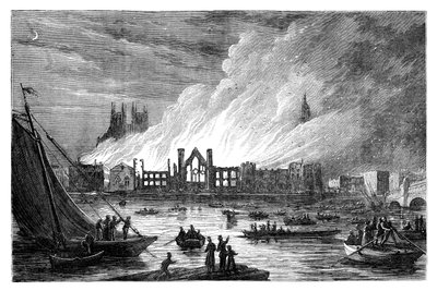 The Burning of the Houses of Parliament, London, 1834 c1895 af Unbekannt