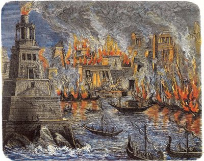 Afbrændingen af biblioteket i Alexandria, 1876 af Unbekannt