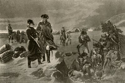 Lejren ved Valley Forge. Officerskapsler og hollandske tæpper til soldater, c1777, 1937. af Unbekannt