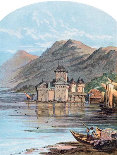 Chillon-slottet, Genevesøen, Schweiz, 1864 af Unbekannt