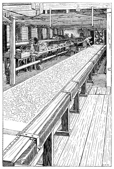 The Chintz Printing Room, Merton Abbey Mills, London, 1899 af Unbekannt
