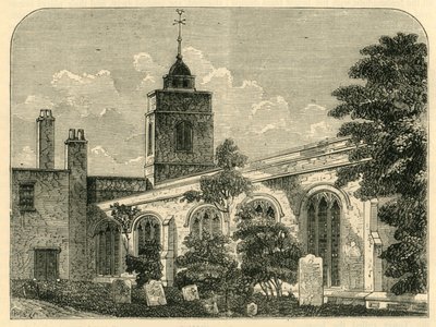The Church of Allhallows, Barking, i 1750, c1872. af Unbekannt