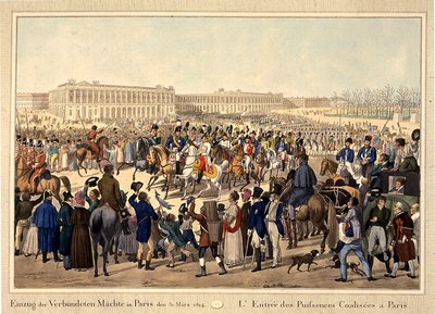 Koalitionshæren går ind i Paris den 31. marts 1814, begyndelsen af det 19. århundrede. af Unbekannt