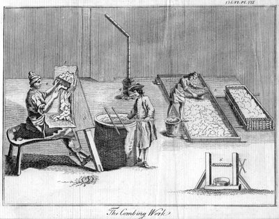 The Combing Work, c1750 af Unbekannt
