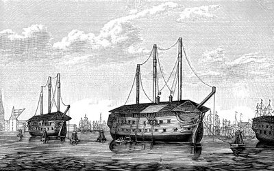 De danske fængselsskibe Dronning Maria og Waldemar i København, 1848-1849 af Unbekannt