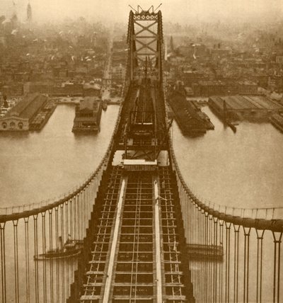 Delaware River Suspension Bridge, c1930. af Unbekannt