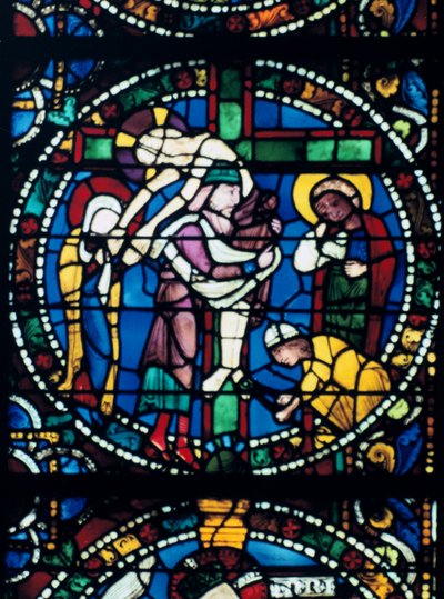 Nedstigningen fra korset, farvet glas, Chartres Cathedral, Frankrig, 1194-1260 af Unbekannt