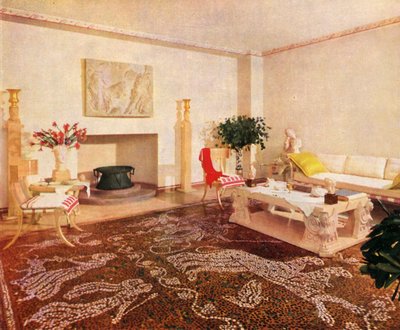 The Dining-Room - Robsjohn-Gibbings, udpegede stilen i dette rum som Sans Epoque,, 1941. af Unbekannt