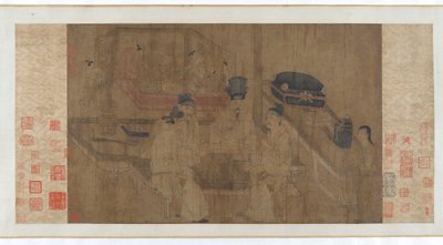The Double Screen: Emperor Li Jing Watching his Brothers Play Weiqi, 1300-tallet. af Unbekannt