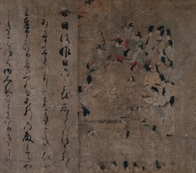 Kejsernes deltagelse i hestevæddeløbet: Episode fra fortællingen om Eiga Eiga Monogatari, ca. 1200 af Unbekannt