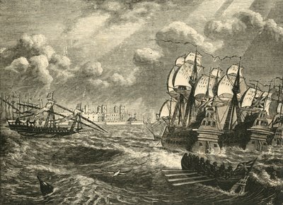 Den engelske flåde før Cadiz, 1596, 1890. af Unbekannt