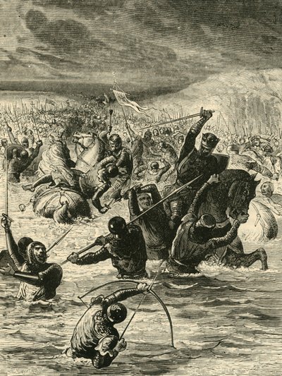 The English Passing The Somme, 1346, 1890. af Unbekannt