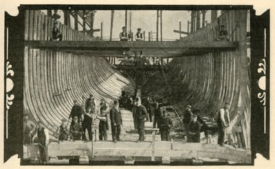 Det engelske fartøj, Discovery, On The Stocks, 1901. af Unbekannt