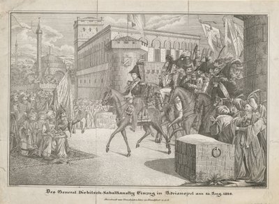 Graf Ivan Ivanovich Diebitsch-Zabalkanskys indtog i Adrianopel, 1829 af Unbekannt