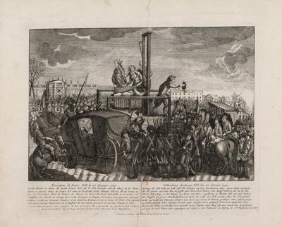 Henrettelsen af Ludvig XVI på Place de la Revolution den 21. januar 1793, ca. 1793. af Unbekannt