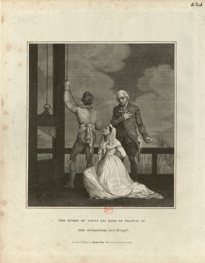 Henrettelsen af Marie Antoinette den 16. oktober 1793, 1815. af Unbekannt