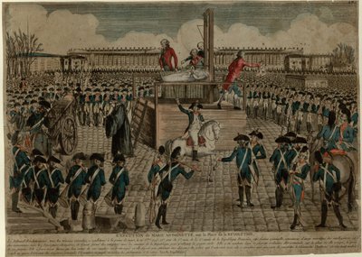 Henrettelsen af Marie Antoinette på Place de la Revolution den 16. oktober 1793, ca. 1793. af Unbekannt