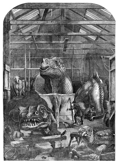 Modelværelset The Extinct Animals i Crystal Palace, Sydenham, 1853 af Unbekannt