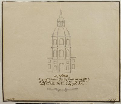 Facaden af den centrale del af hofstalden på Moika-dæmningen i Skt. Petersborg, 1740