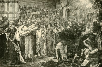 Florentinerne giver afkald på forfængeligheden efter ordre fra Savonarola, 1890. af Unbekannt