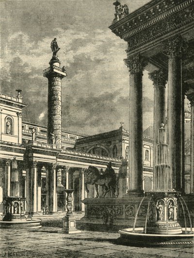 Forum og søjle af Trajans restaurering, 1890. af Unbekannt