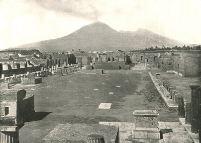 Forum i Pompeji og Vesuv, Italien, 1895. af Unbekannt