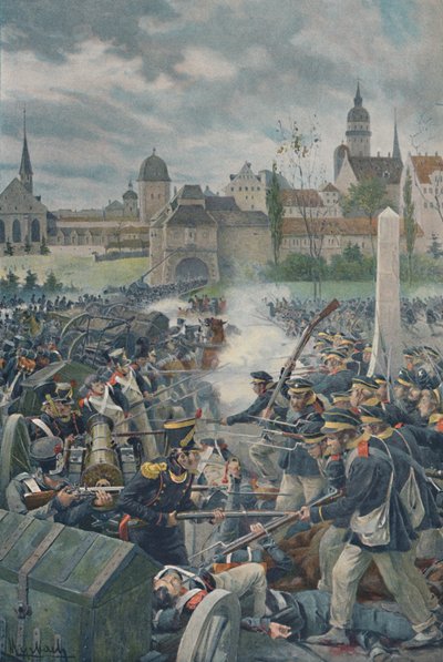 Den franske hær forlader Leipsic, 1813, 1896. af Unbekannt