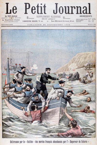 Den franske Linois Class-krydser Galilee redder franske sømænd, 1903 af Unbekannt