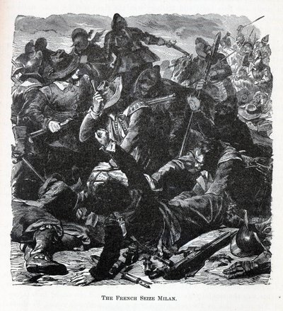 Franskmændene erobrer Milano, 1882 af Unbekannt