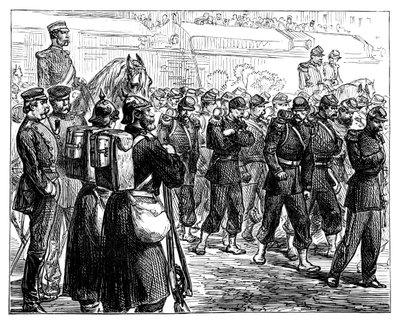 De franske tropper forlader Metz, c1870 af Unbekannt