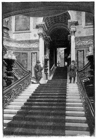 The Grand Staircase, Buckingham Palace, London, 1900 af Unbekannt