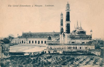 Den Store Emambara og moskeen. Lucknow, c1900 af Unbekannt