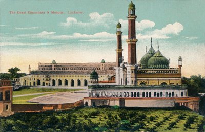 Den Store Embambara og Moskeen. Lucknow, c1900. af Unbekannt