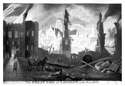Den store brand i London i år 1666, 1800-tallet af Unbekannt