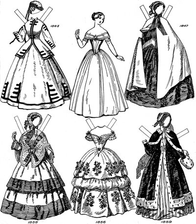The Great Gallery of British Costume: Nogle kvindemoder fra 1843 til 1893, c1934 af Unbekannt