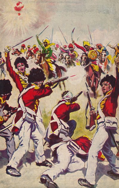 Highland Light Infantry. Anklagen for Mahratta-kavaleriet ved Assaye, 1803, 1939 af Unbekannt