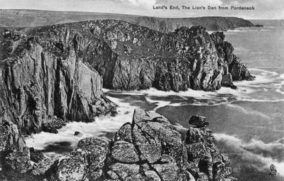 The Lions Hule fra Pordenack, Lands End, Cornwall, begyndelsen af det 20. århundrede af Unbekannt