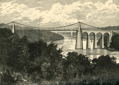 Menai Suspension Bridge, 1898. af Unbekannt