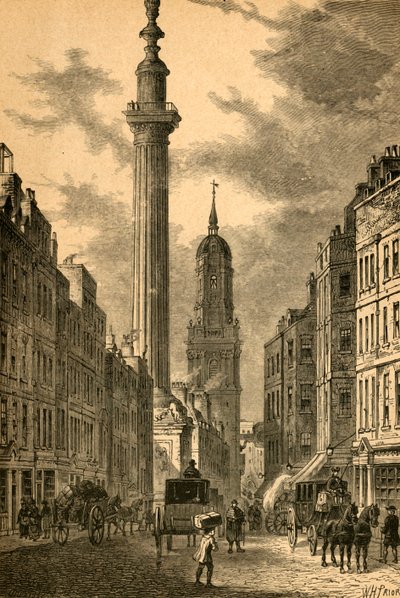 Monumentet og St. Magnus Kirke, omkring 1800, 1897. af Unbekannt