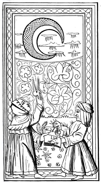 Månen, tarotkort, 14. århundrede, 1870 af Unbekannt